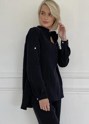 Сорочка жіноча муслінова чорна