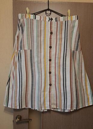 Коттоновая юбка на пуговицах в полоску