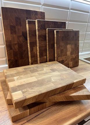 Кухонна дошка з дуба 29×39×3 см .торцева, ручна робота