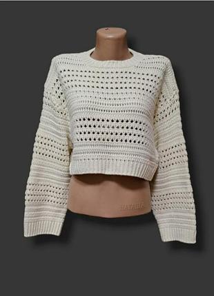 Вкорочений молочний джемпер кофта светр