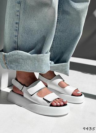 Sale женские кожаные белые босоножки летние натуральная кожа лето