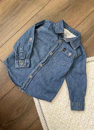 Джинсова сорочка на довгий рукав, який підкочується calvin klein кельвін кляйн 24 міс 2 роки 92 см
