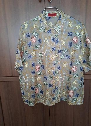 Женская шелковая блузка с принтом