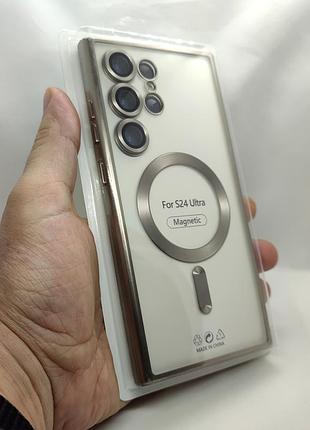 Прозрачный силиконовый чехол, magsafe, бампер для samsung galaxy s24 ultra titanium