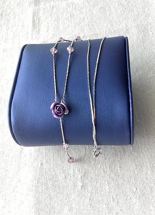 Колье чокер сотуар срібного кольору з квіткою