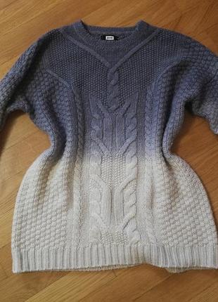 Вязаный шерстяной свитер косы с эффектом деграде oversize1 фото