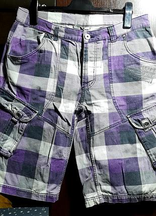 Мужские джинсовые шорты карго в клетку, стильные бриджи с карманами