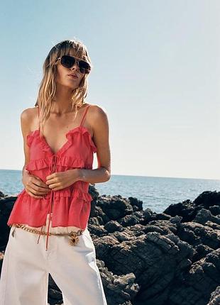 Топ жіночий рожевий з воланами zara new