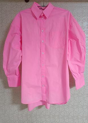 Zara яркая розовая неоновая женская рубашка рубашка блузка блуза оверсайз zara, р.m