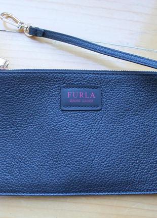 Кожаный кошелек косметичка на ручке furla