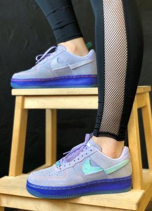 Женские кроссовки nike air force 1 violet/blue7 фото