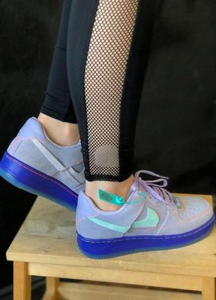 Женские кроссовки nike air force 1 violet/blue5 фото