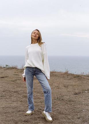 Белый свитер тёплый 4