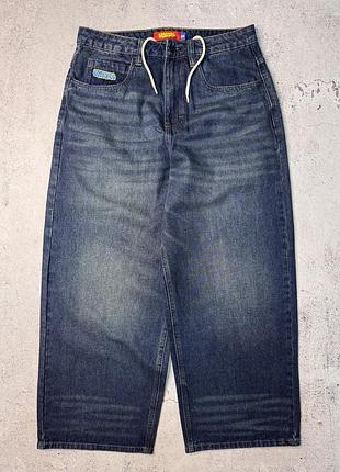 Штани джинси empyre ultra wide leg bronco wash 30(s) темно сині