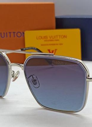 Louis vuitton стильні чоловічі сонцезахисні окуляри фіолетово-блакитний градієнт у сріблястому металі
