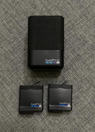 Gopro black dual battery charger + 2 батареї