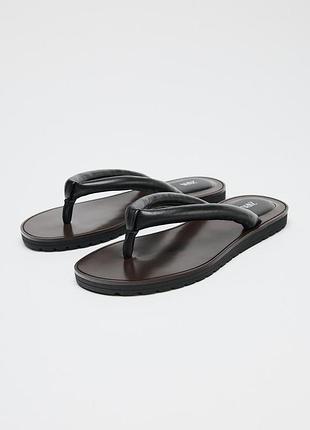 Женские кожаные шлепанцы zara