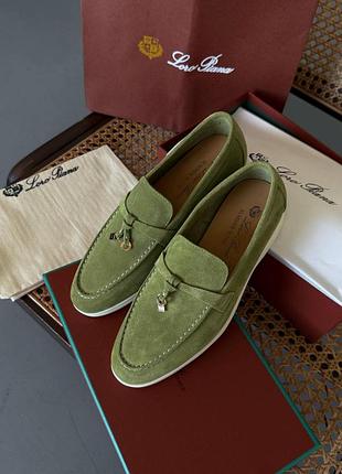 Замшеві лофери люкс якості жіночі  loafers olive