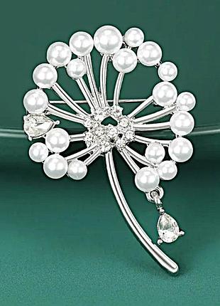 Брошка акцентна металева кульбаба jeweston сріблястого кольору