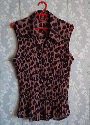 Marks & spencer блузка без рукавов принт леопард