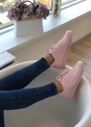 Женские кроссовки reebok classik pink3 фото