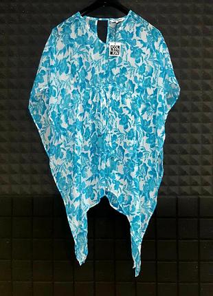 Шикарна, неймовірно ефектна літня туніка/парео з ніжного легкого матеріалу, із квітковим принтом