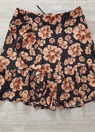 Короткая юбка шифон, юбка с воланом.