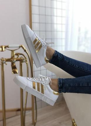 Жіночі кросівки adidas samba white/gold