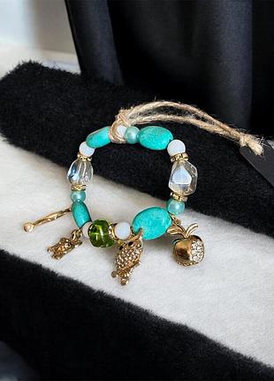 Браслет із бірюзою та підвісками