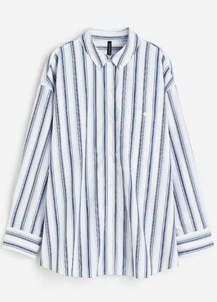 Хлопковая рубашка оверсайз в полоску от h&amp;m
