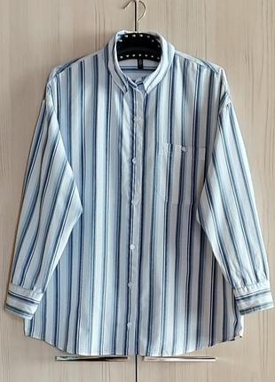 Хлопковая рубашка оверсайз в полоску от h&amp;m