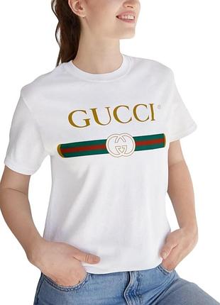Футболка білого кольору з надписом gucci3 фото