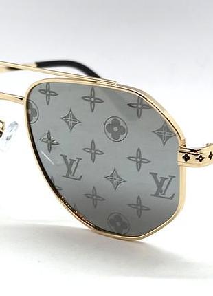 Louis vuitton окуляри унісекс сонцезахисні сірі дзеркальні з логотипом бренда на лінзах