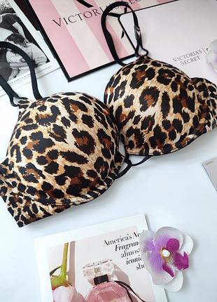 Бюстгальтер victoria's secret bombshell 34b 75b с двойным пуш ап леопард леопардовый2 фото