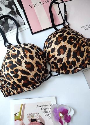 Бюстгальтер victoria's secret bombshell 34b 75b с двойным пуш ап леопард леопардовый3 фото