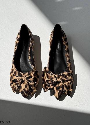 Балетки жіночі з бантиком леопардові