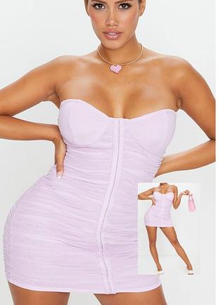 Платье платье мини коктельное лиловое сиреневое фиолетовое prettylittlething plt