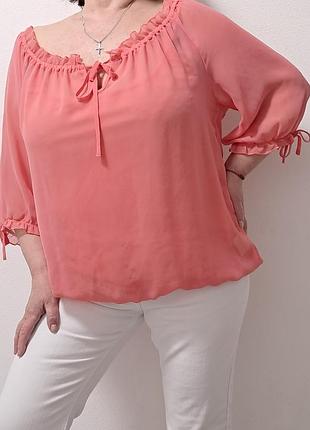 Блузка розовая с майкой, большого размера, 100% полиэстр,бренд store twenty one