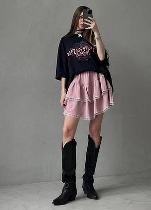 Юбка зефирка, ярусная, юбка мини