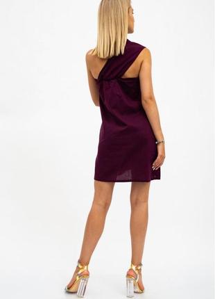 Фиолетовое платье на одно плечо9 фото