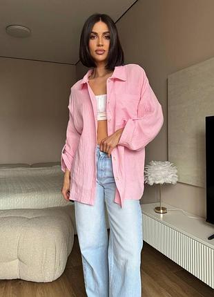 Женская легкая рубашка ткань муслин