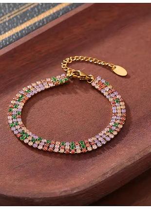 Браслет цветные цирконии нержавеющая сталь stainless steel