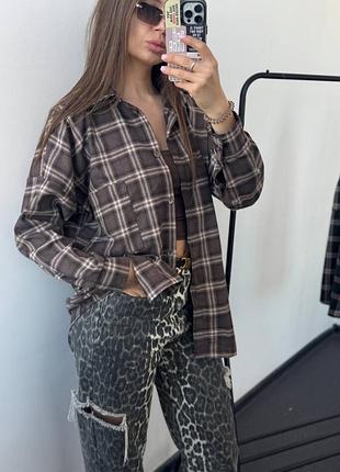 ❗турецкая фланель ❗женская рубашка в клетку в стиле оверсайз