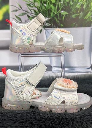 Босоножки детские для девочки tom.m белые кожаные с закрытой пяткой 5747