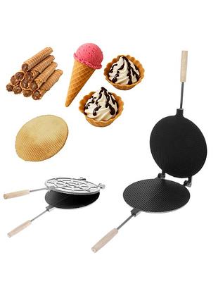 Форма для випікання вафельних трубочок вафельниця кругла 220 мм з антипригарним покриттям | 81851