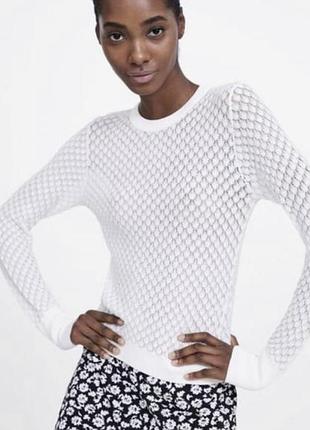 Светр кофта напівпрозора zara ажурна мереживний весняний