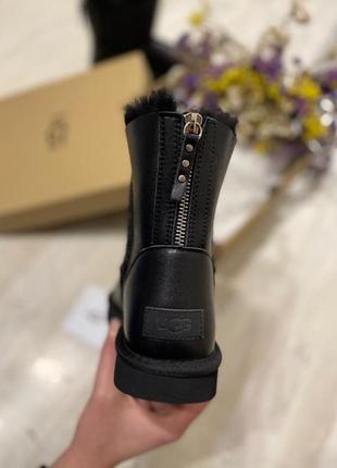 Зимние женские угги ugg classic mini zip boot черные (уггі)4 фото