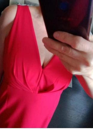 Платье красного цвета,с декольте, roman originals, размер 52 /54