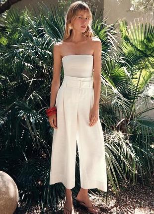 Штани жіночі кюлоти білі з паском zara new