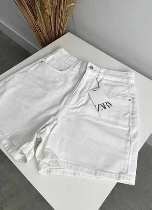 Zara білі джинсові шорти бермуди висока посадка зара8 фото